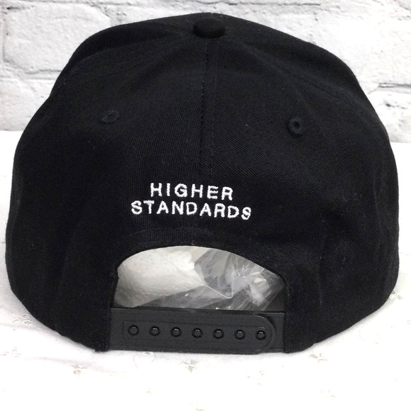 Higher Standards Black Dope White Embroidered Logo Cotton Snapback Hat - Picture 6 of 11